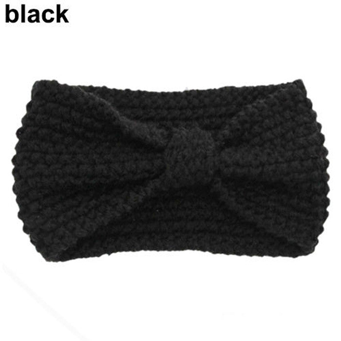 Women Bowknot Turban Knitted Hairband 