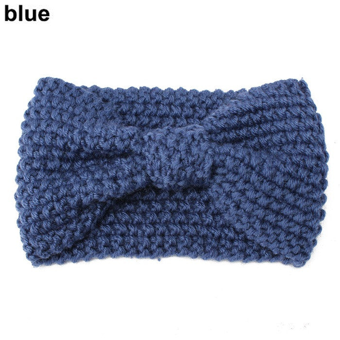 Women Bowknot Turban Knitted Hairband 