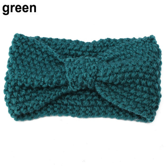 Women Bowknot Turban Knitted Hairband 