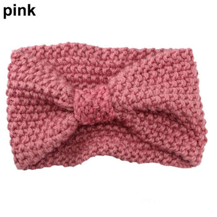 Women Bowknot Turban Knitted Hairband 