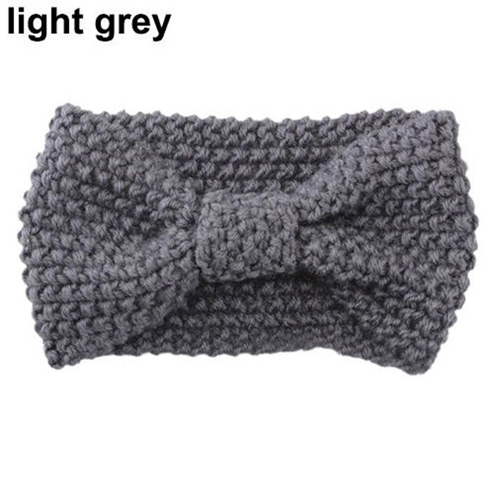 Women Bowknot Turban Knitted Hairband 