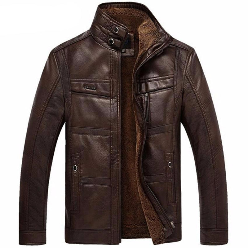 Men's Faux Fur Fleece Leather Jacket 