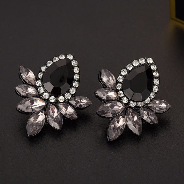 Rhinestone Glass With Gems Ear Stud Earrings 