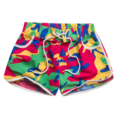 Floral Summer Plaid Men Women Beach Shorts 