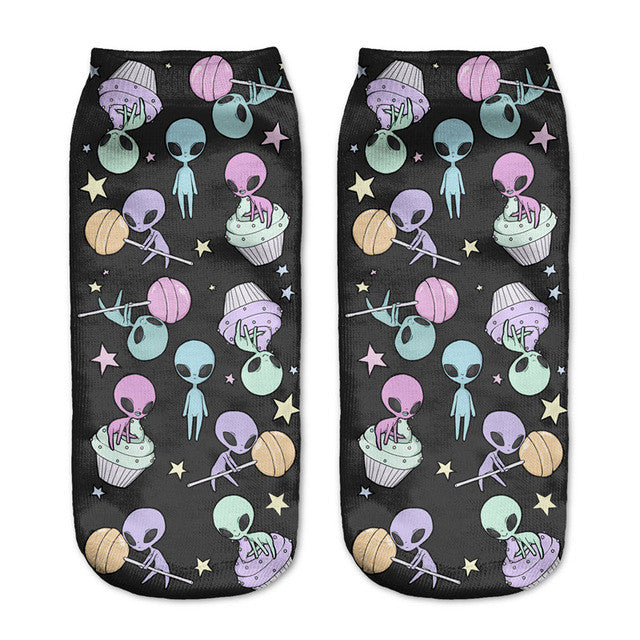 Aliens Women's Girls Low Cut Ankle Socks 