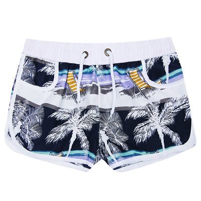Floral Summer Plaid Men Women Beach Shorts 