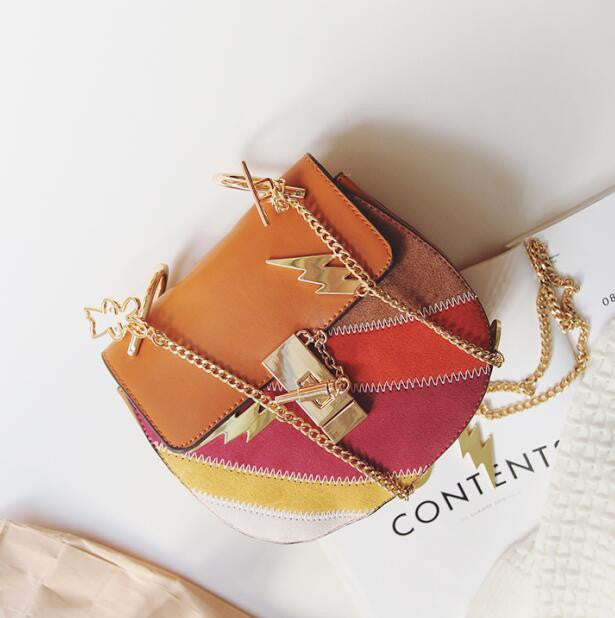 Suede Leather Patchwork Women's HandBag 