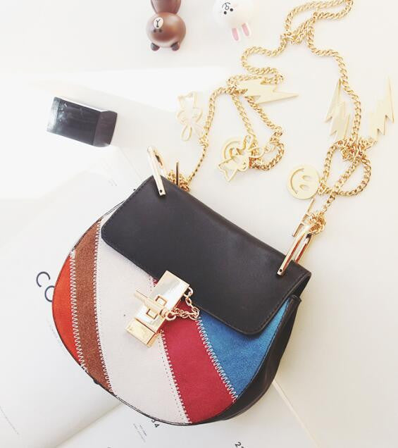 Suede Leather Patchwork Women's HandBag 