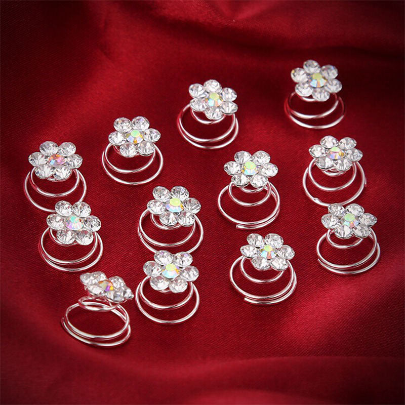 Crystal Rhinestone Flower Hair Clips Hairpins 
