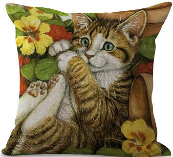 Cute Floral Cat Pillow Cushion 