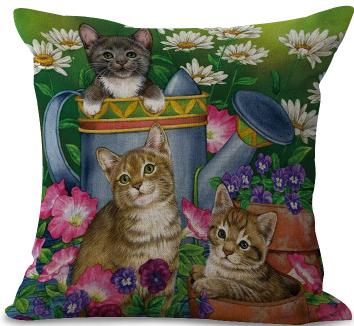 Cute Floral Cat Pillow Cushion 