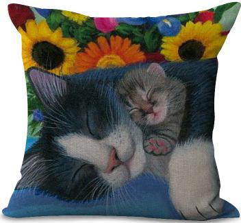 Cute Floral Cat Pillow Cushion 