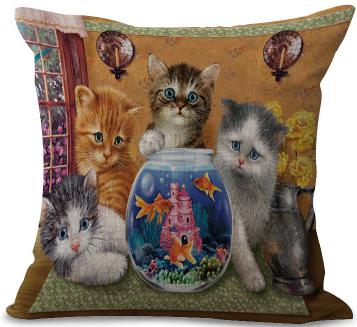 Cute Floral Cat Pillow Cushion 