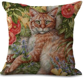 Cute Floral Cat Pillow Cushion 