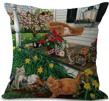 Cute Floral Cat Pillow Cushion 