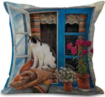 Cute Floral Cat Pillow Cushion 