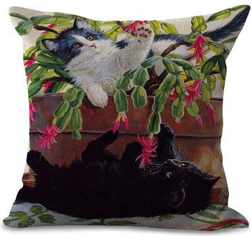 Cute Floral Cat Pillow Cushion 