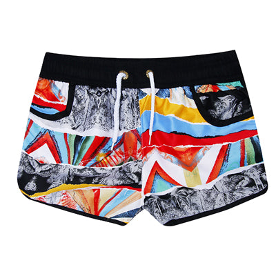Floral Summer Plaid Men Women Beach Shorts 