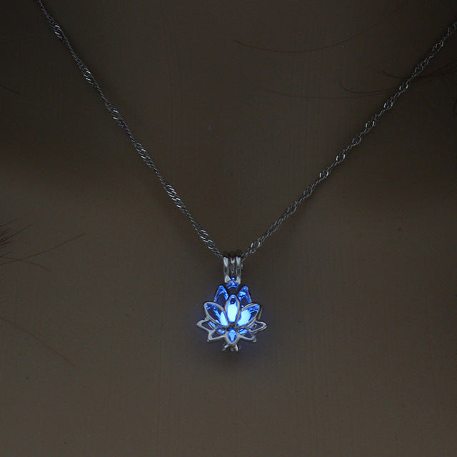 Lotus Flower Glow In The Dark Necklace 