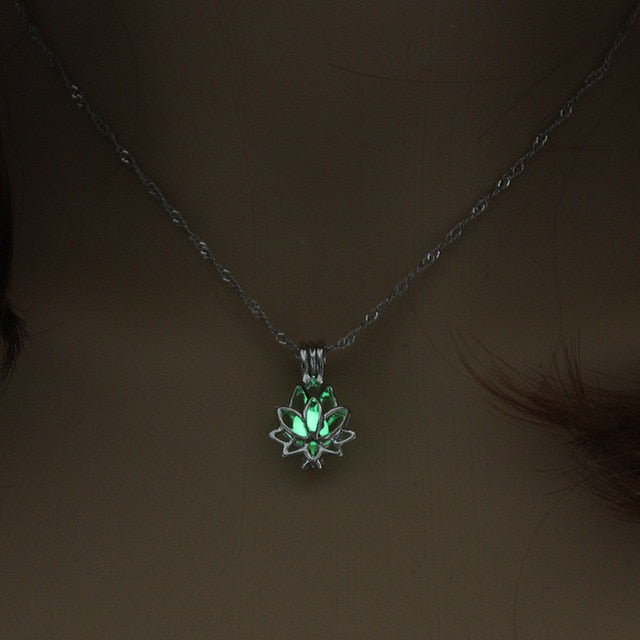 Lotus Flower Glow In The Dark Necklace 