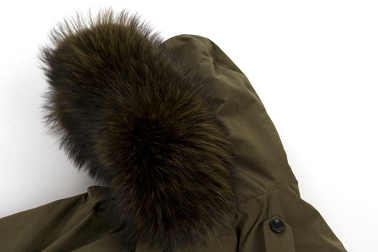 Women's Down Coat With Real Raccoon Fur 