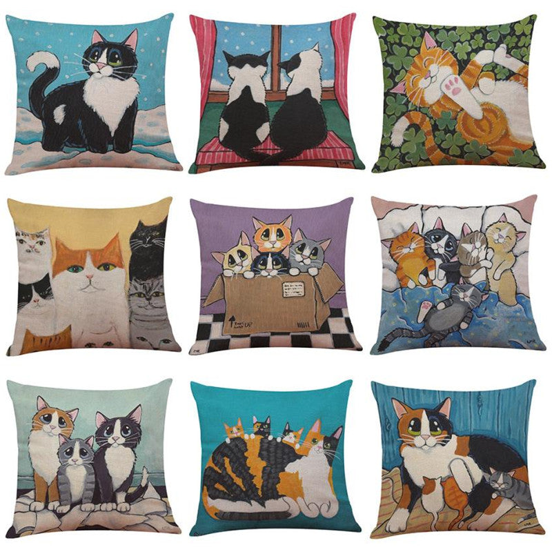Cat Print Pillow Cases Cushion Covers 
