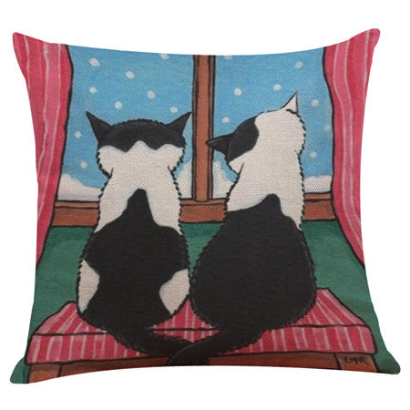 Cat Print Pillow Cases Cushion Covers 
