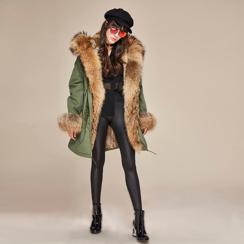 Detachable Fur Collar Hooded Coat 
