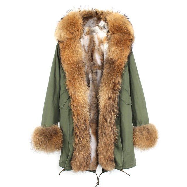 Detachable Fur Collar Hooded Coat 