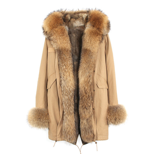 Detachable Fur Collar Hooded Coat 