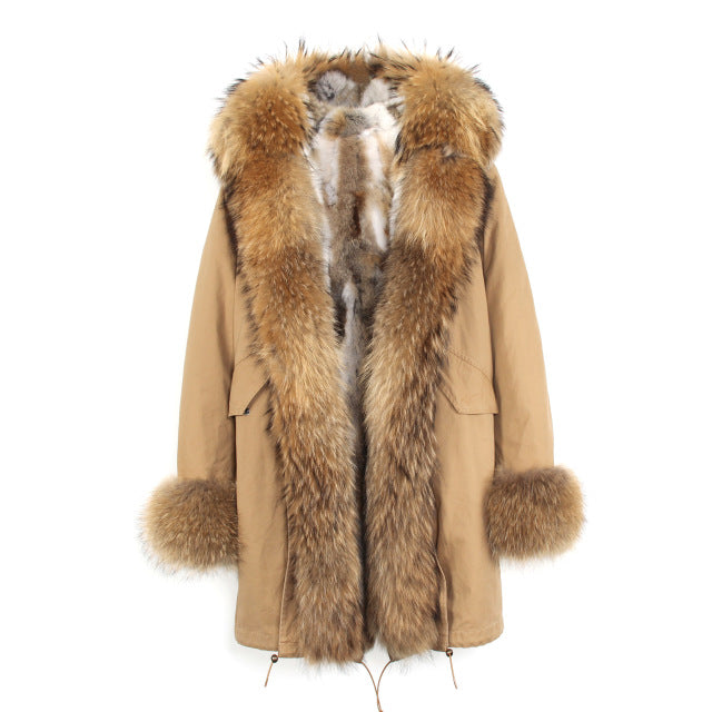 Detachable Fur Collar Hooded Coat 