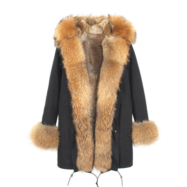 Detachable Fur Collar Hooded Coat 