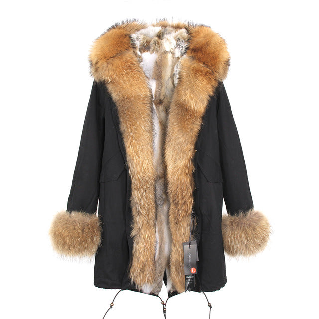 Detachable Fur Collar Hooded Coat 