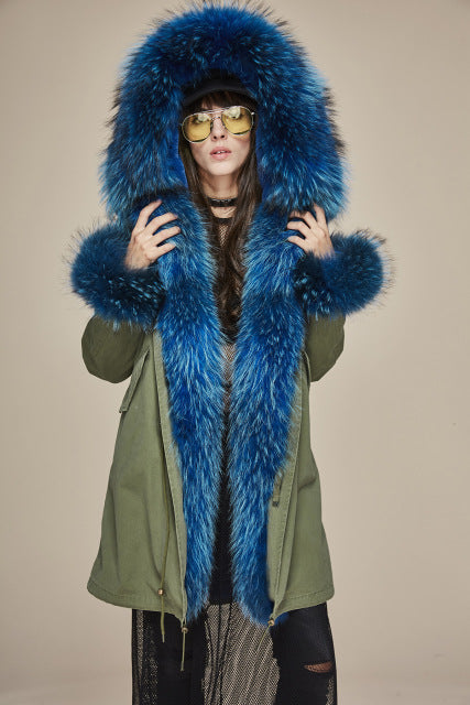 Detachable Fur Collar Hooded Coat 