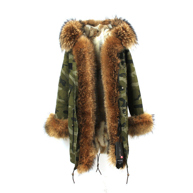 Detachable Fur Collar Hooded Coat 