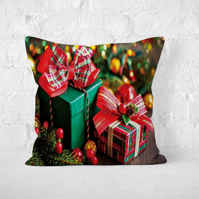 Short Plush Santa Claus Soft Cushion Cover 