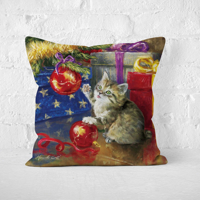 Short Plush Santa Claus Soft Cushion Cover 