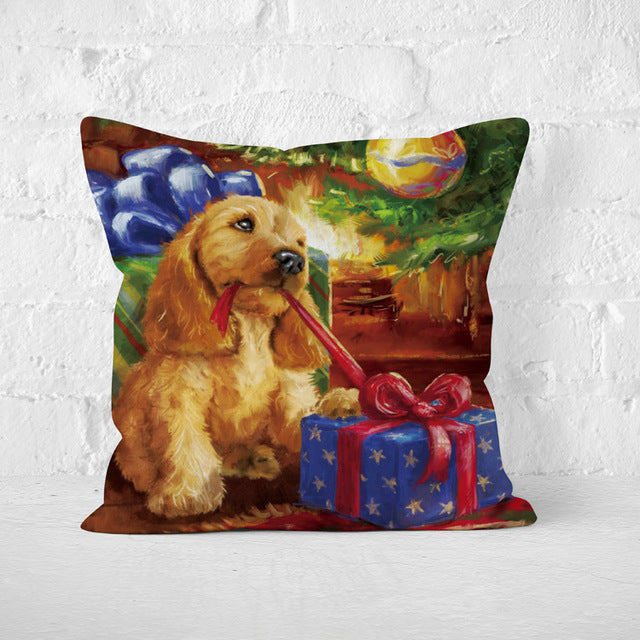 Short Plush Santa Claus Soft Cushion Cover 