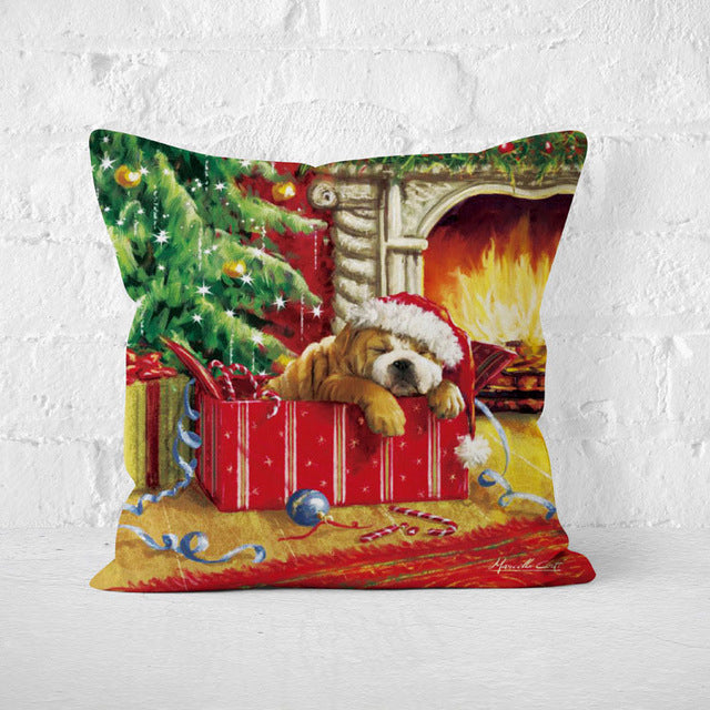 Short Plush Santa Claus Soft Cushion Cover 