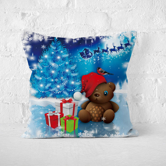 Short Plush Santa Claus Soft Cushion Cover 