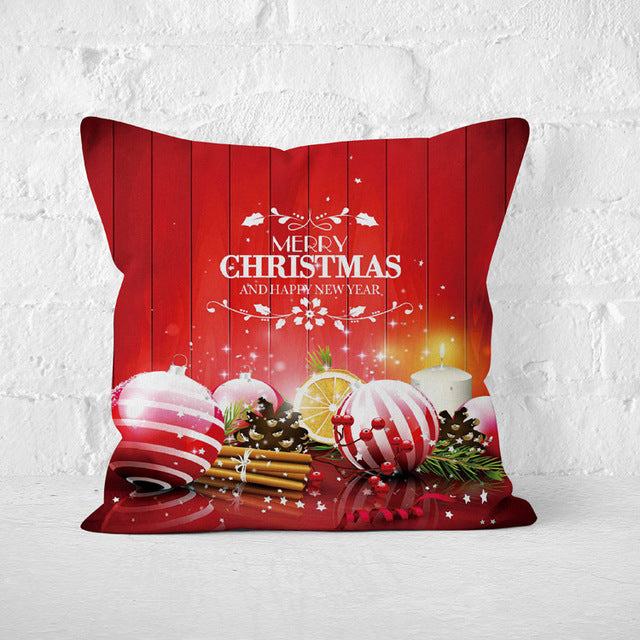 Short Plush Santa Claus Soft Cushion Cover 