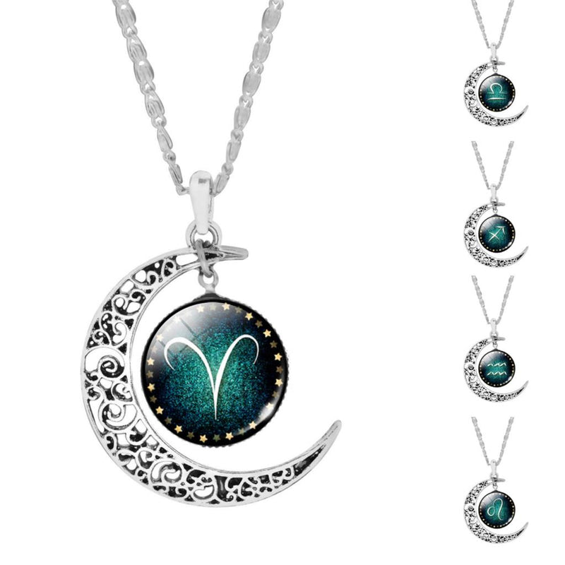 Birth Month Moon Pendant Necklace 