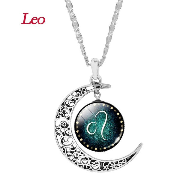 Birth Month Moon Pendant Necklace 