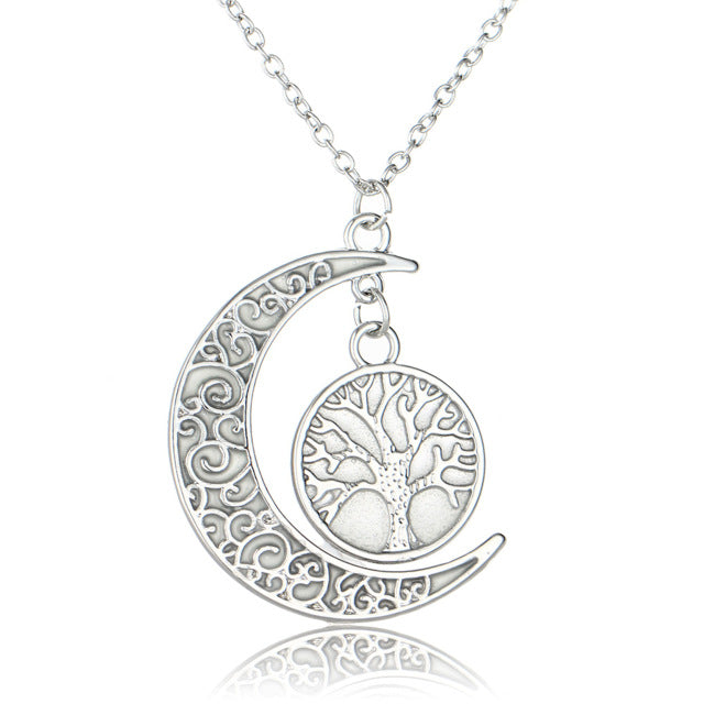 Silver Tree Of Life Glow In The Dark Necklace 