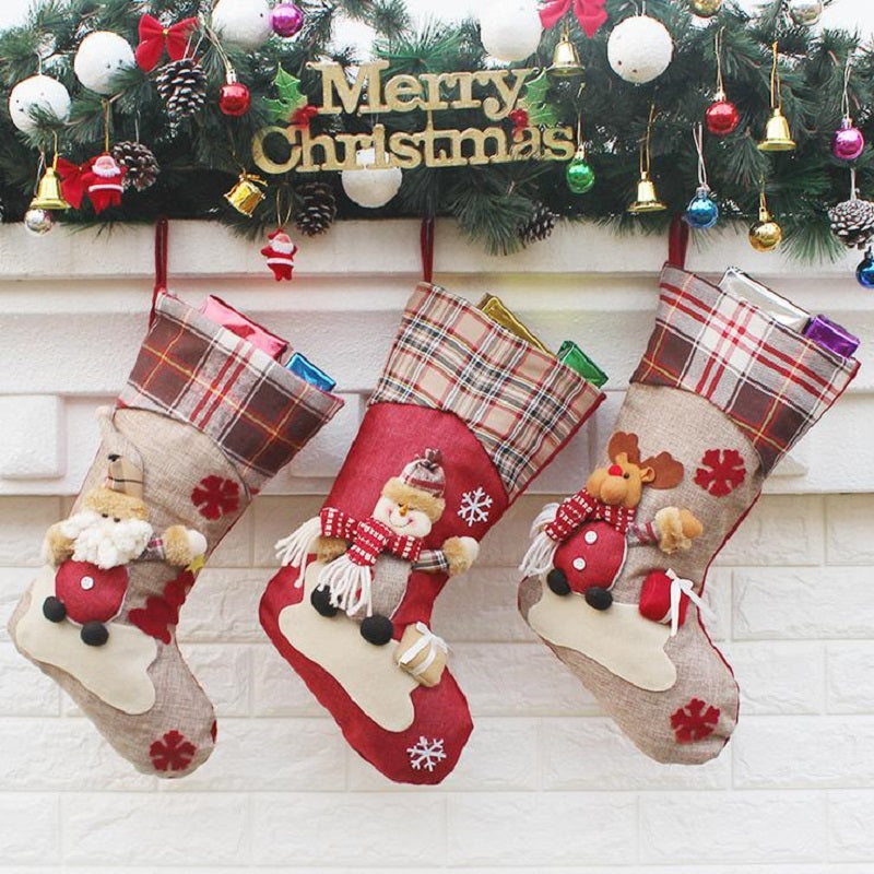 Christmas Stocking Santa Claus Sock Gift Bag 