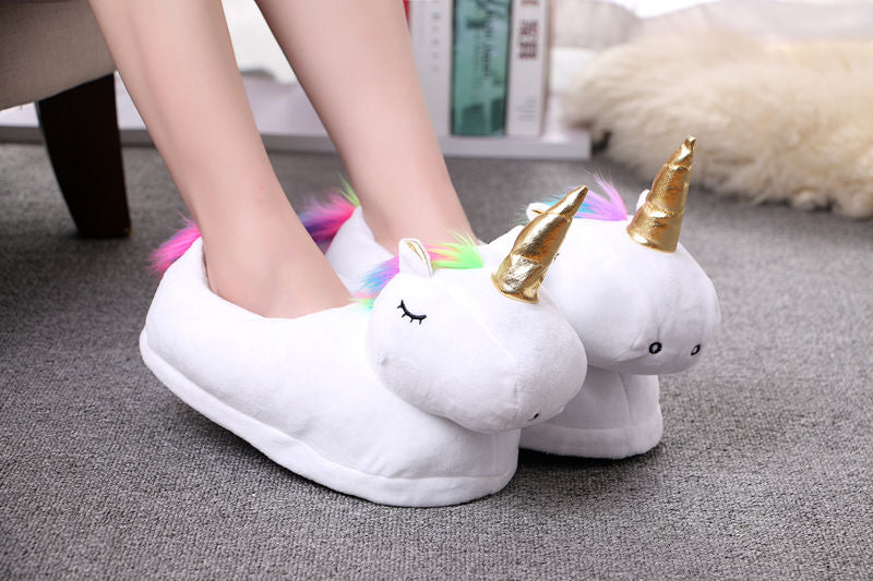 Cute Plush Unicorn Slippers Home Slippers 