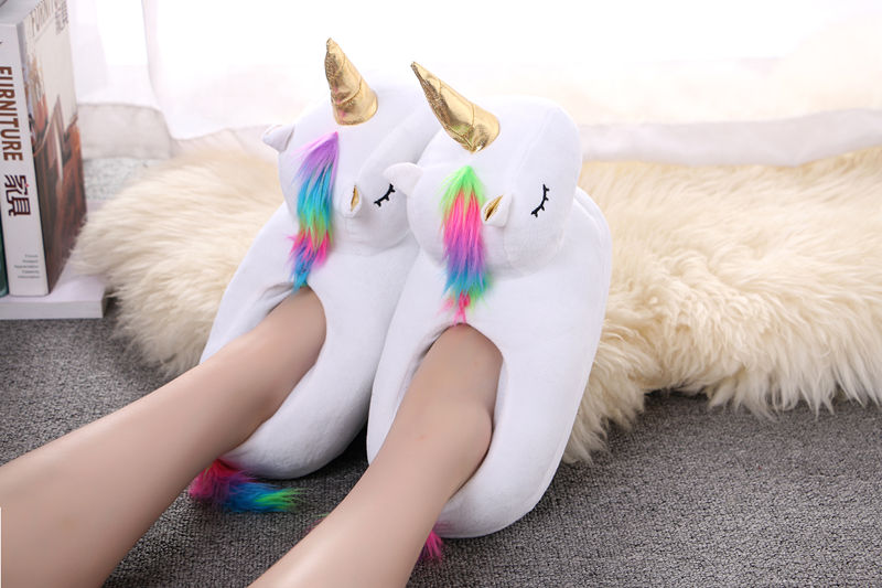 Cute Plush Unicorn Slippers Home Slippers 