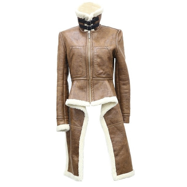 Zara Turtleneck Long Leather Jacket Coat 