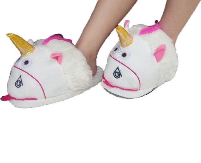 Furry Unisex Plush Unicorn Slippers 