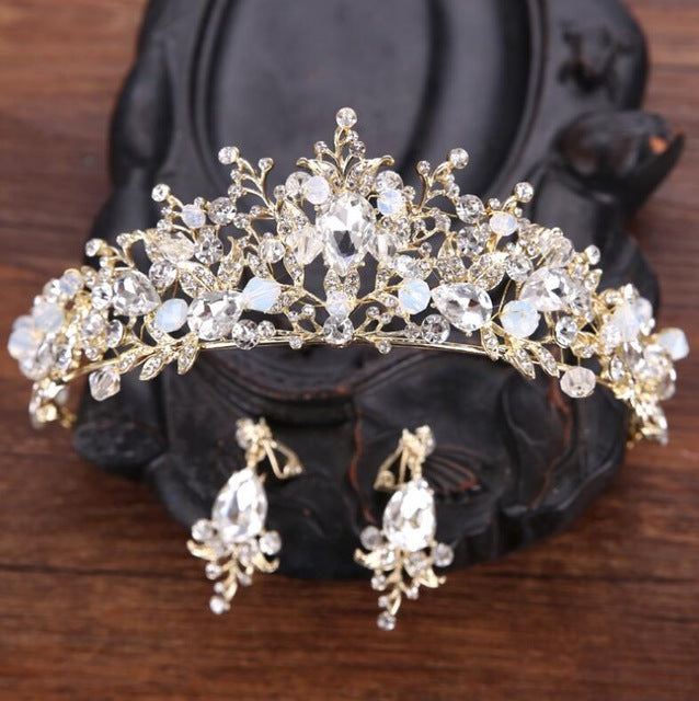 Pink Gold Pearl Bridal Crowns Tiara 